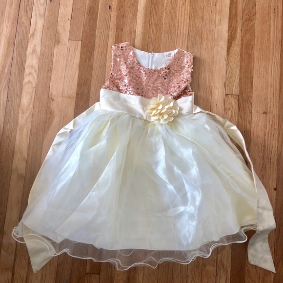 3T 4T Girls Rose Gold Sequin Flower Girl Dress 3T 4T Girls Rose Gold Sequin Flower Girl Dress